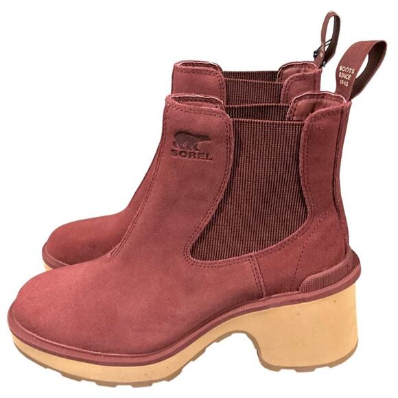 Sorel Hi-Line Heel Chelsea Boot Waterproof Leather Spice Tawny Buff Size 7 NIB - Picture 1 of 10